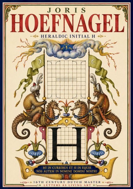 Joris Hoefnagel Heraldic Initial H No5 - Poszter