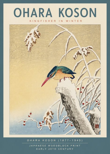 Ohara Koson Kingfisher in Winter I No2 - Poszter