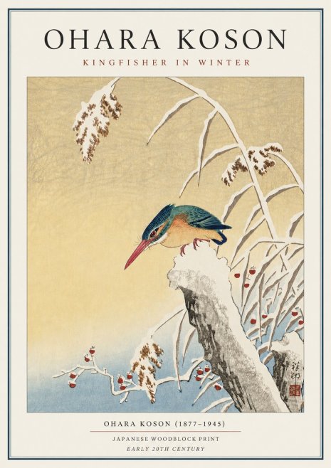 Ohara Koson Kingfisher in Winter I No3 - Poszter