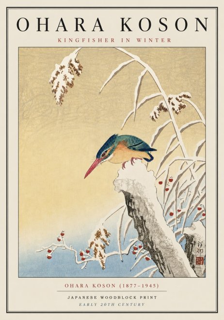 Ohara Koson Kingfisher in Winter I No5 - Poszter