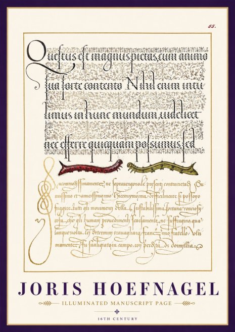 Joris Hoefnagel Illuminated Manuscript Page I No3 - Poszter