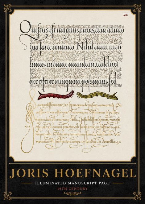Joris Hoefnagel Illuminated Manuscript Page I No5 - Poszter