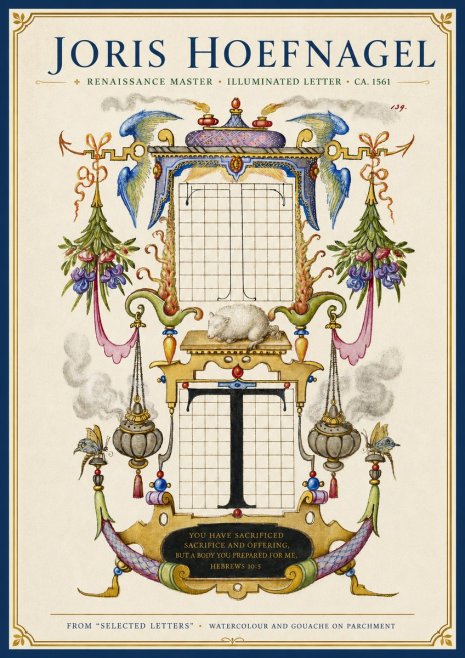 Joris Hoefnagel Letter T with Biblical Verse No4 - Poszter