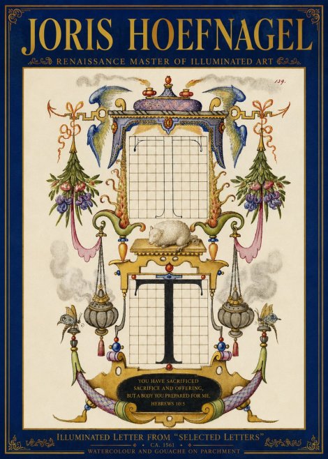 Joris Hoefnagel Letter T with Biblical Verse No5 - Poszter
