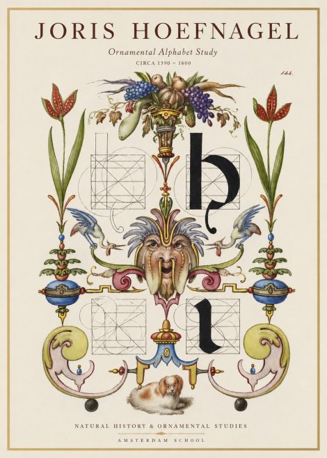 Joris Hoefnagel Floral Grotesque with Putto No2 - Poszter