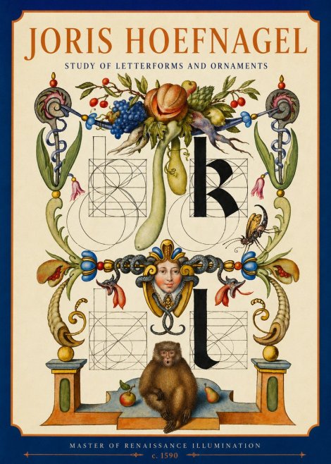 Joris Hoefnagel Study of Letterforms and Ornaments No2 - Poszter