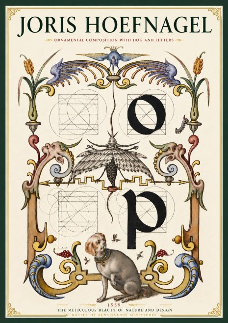 Joris Hoefnagel Ornamental Composition with Dog and Letters No4 - Poszter