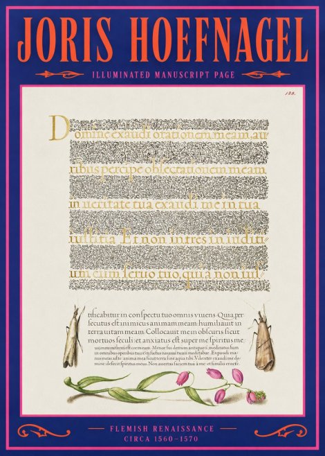 Joris Hoefnagel Illuminated Manuscript Page II No2 - Poszter