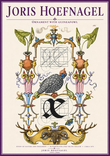 Joris Hoefnagel Ornament with Guineafowl No3 - Poszter