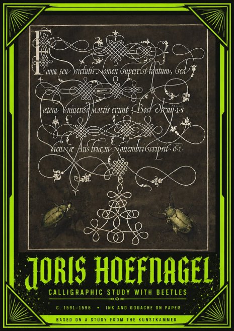 Joris Hoefnagel Calligraphic Study with Beetles No4 - Poszter