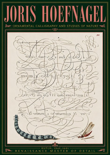 Joris Hoefnagel Ornamental Calligraphy and Studies of Nature No5 - Poszter