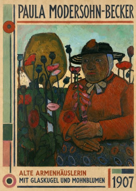Paula Modersohn-Becker Alte Armenhäuslerin Mit Glaskugel Und Mohnblumen No1 - Poszter