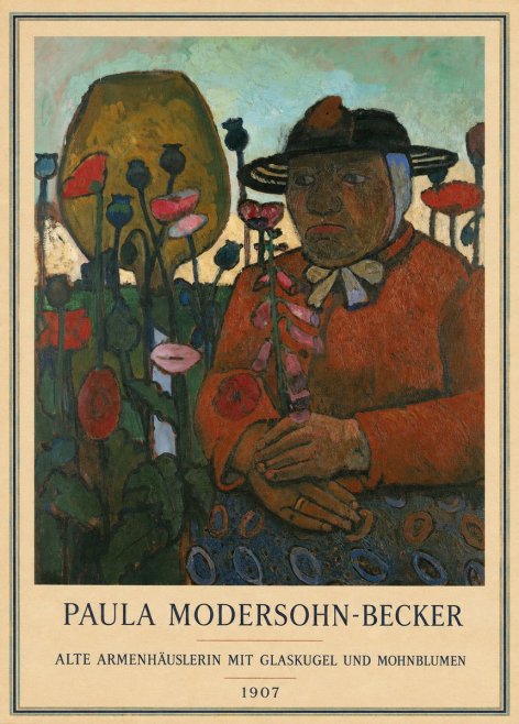 Paula Modersohn-Becker Alte Armenhäuslerin Mit Glaskugel Und Mohnblumen No3 - Poszter