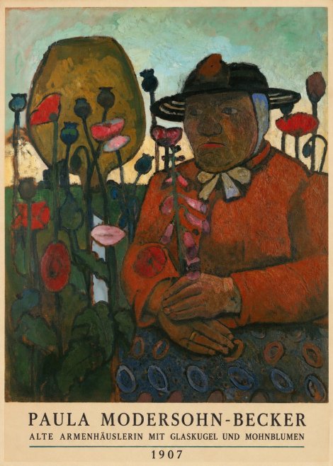 Paula Modersohn-Becker Alte Armenhäuslerin Mit Glaskugel Und Mohnblumen No5 - Poszter