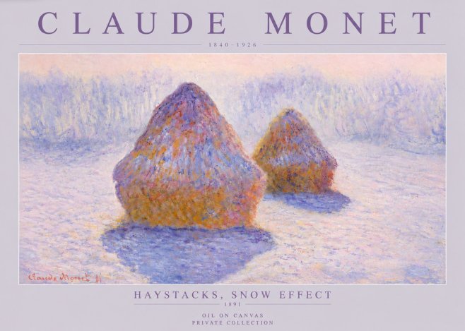 Monet Haystacks, Snow Effect No4 - Poszter