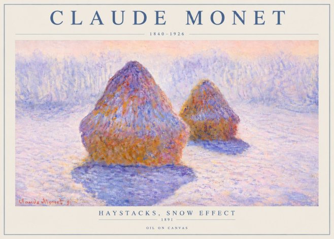 Monet Haystacks, Snow Effect No6 - Poszter