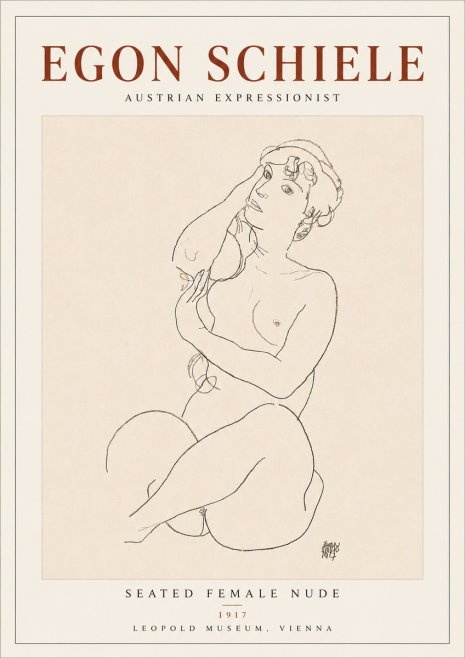Schiele Seated Female Nude No4 - Poszter