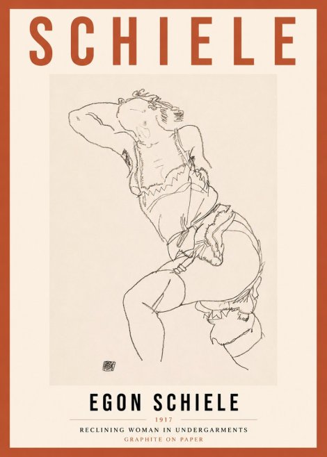 Schiele Reclining Woman in Undergarments No3 - Poszter