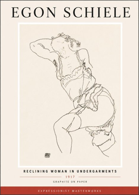 Schiele Reclining Woman in Undergarments No4 - Poszter