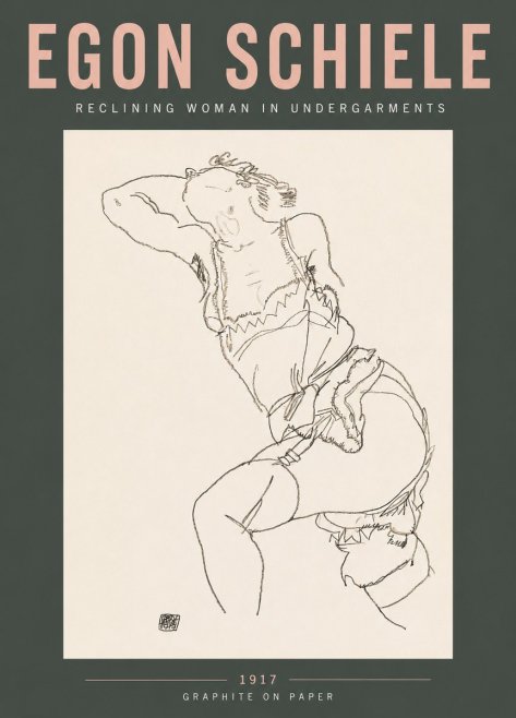 Schiele Reclining Woman in Undergarments No5 - Poszter