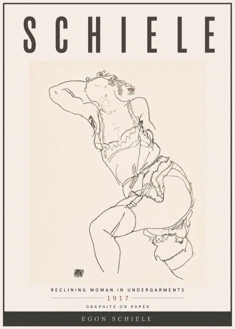 Schiele Reclining Woman in Undergarments No6 - Poszter