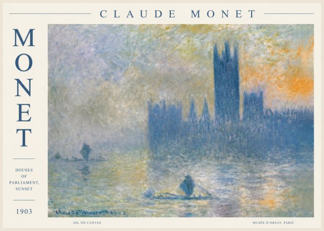 Monet Houses of Parliament, Sunset No2 - Poszter