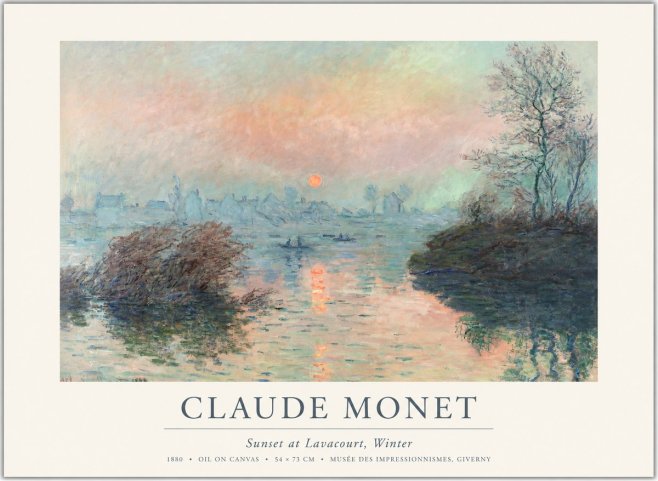 Monet Sunset at Lavacourt, Winter No1 - Poszter