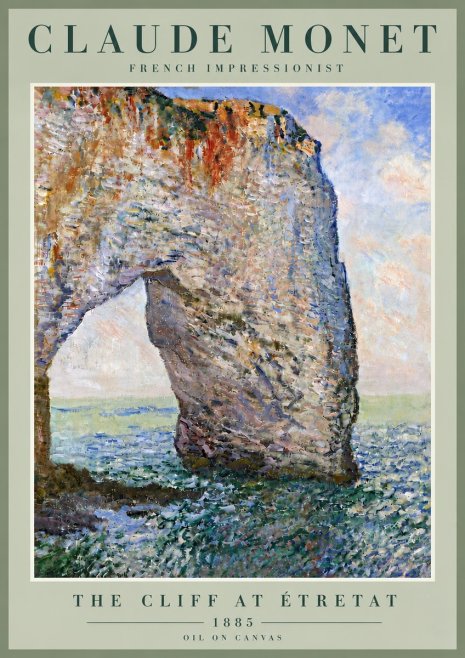 Monet The Cliff at Étretat No5 - Poszter