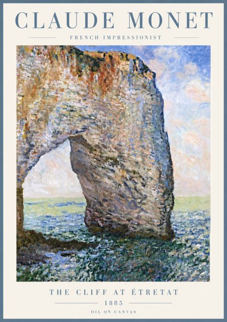 Monet The Cliff at Étretat No6 - Poszter