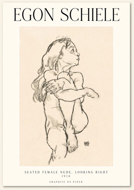 Schiele Seated Female Nude, Looking Right No1 - Poszter