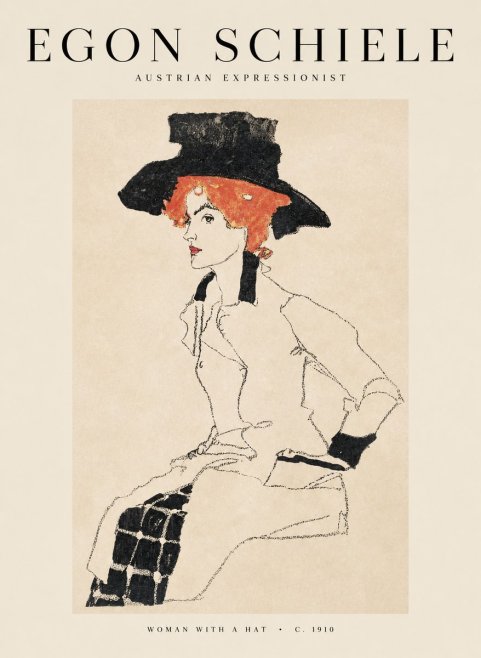 Schiele Woman with a Hat No1 - Poszter