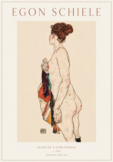 Schiele Study of a Nude Woman No1 - Poszter