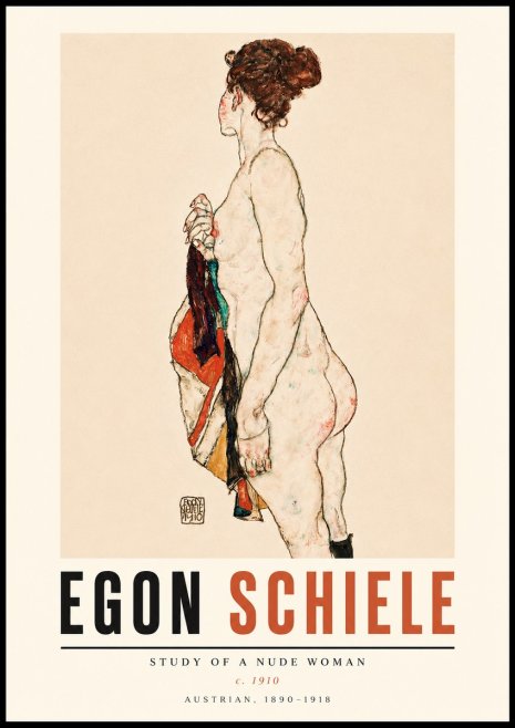 Schiele Study of a Nude Woman No3 - Poszter