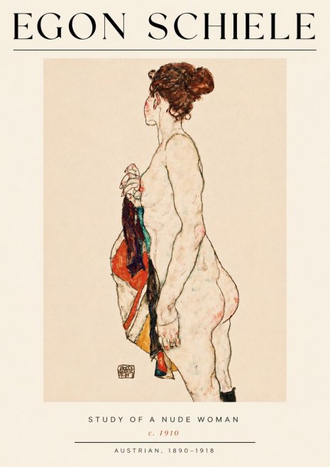 Schiele Study of a Nude Woman No4 - Poszter