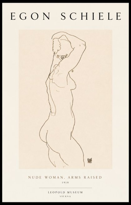 Schiele Nude Woman, Arms Raised No1 - Poszter