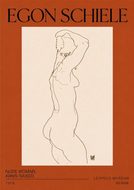 Schiele Nude Woman, Arms Raised No2 - Poszter