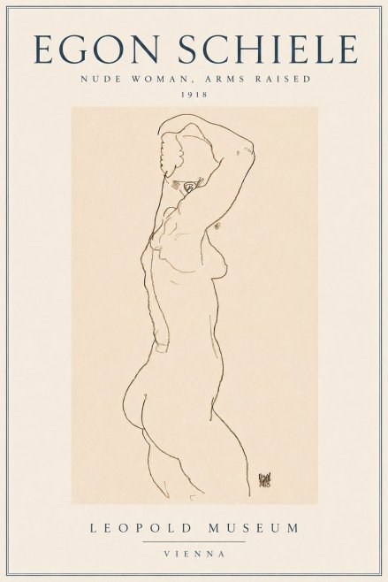 Schiele Nude Woman, Arms Raised No3 - Poszter
