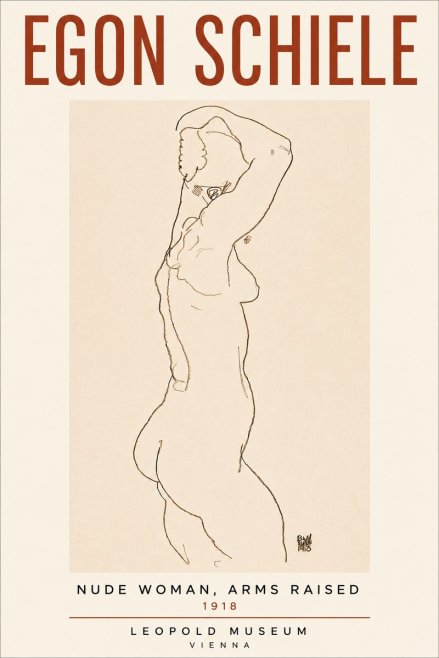Schiele Nude Woman, Arms Raised No4 - Poszter