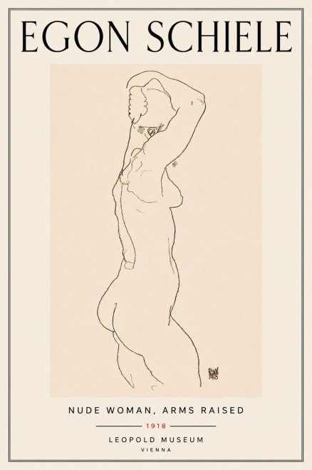 Schiele Nude Woman, Arms Raised No6 - Poszter