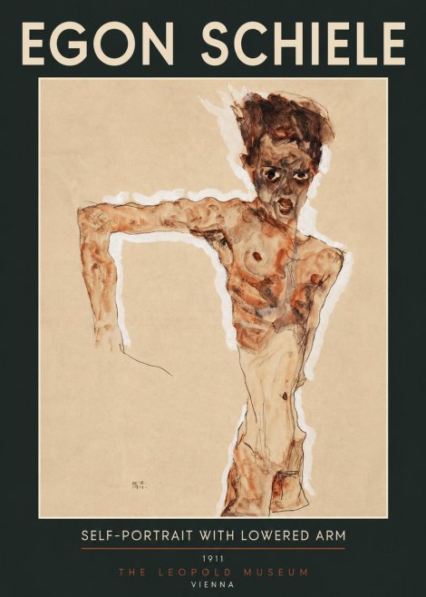 Schiele Self-portrait with Lowered Arm No2 - Poszter