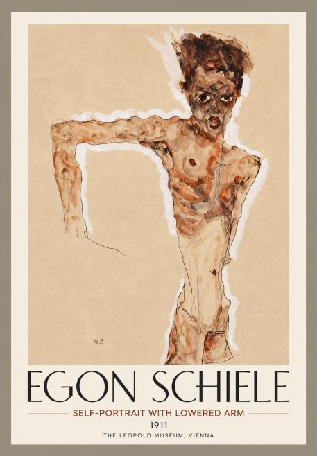 Schiele Self-portrait with Lowered Arm No4 - Poszter