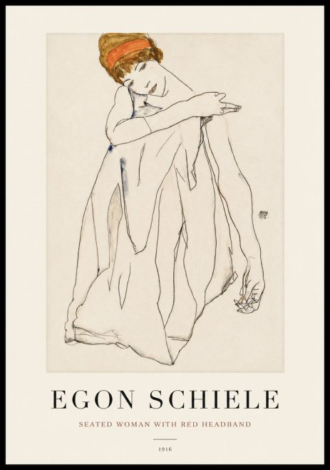 Schiele Seated Woman with Red Headband No1 - Poszter