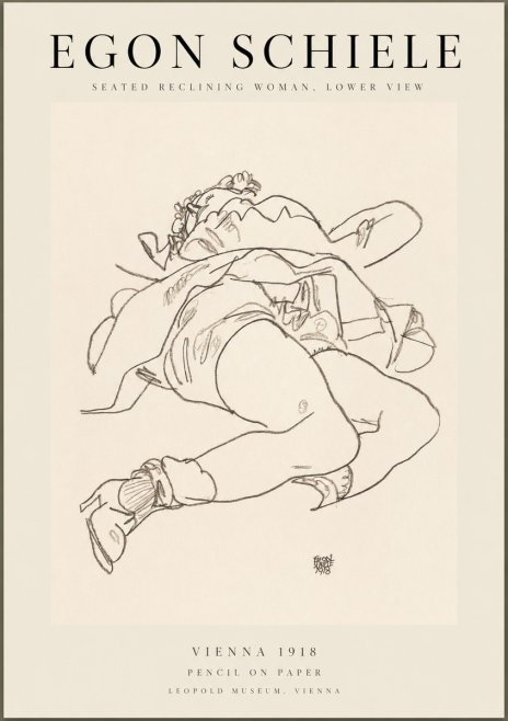 Schiele Seated Reclining Woman, Lower View No1 - Poszter