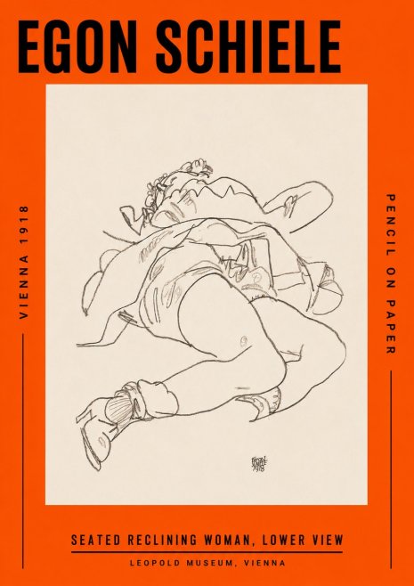 Schiele Seated Reclining Woman, Lower View No2 - Poszter
