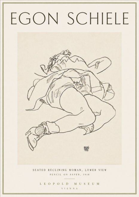 Schiele Seated Reclining Woman, Lower View No4 - Poszter