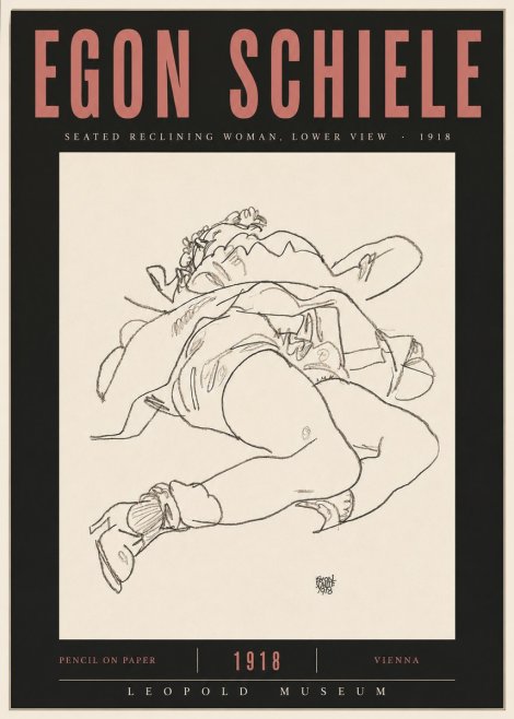 Schiele Seated Reclining Woman, Lower View No5 - Poszter
