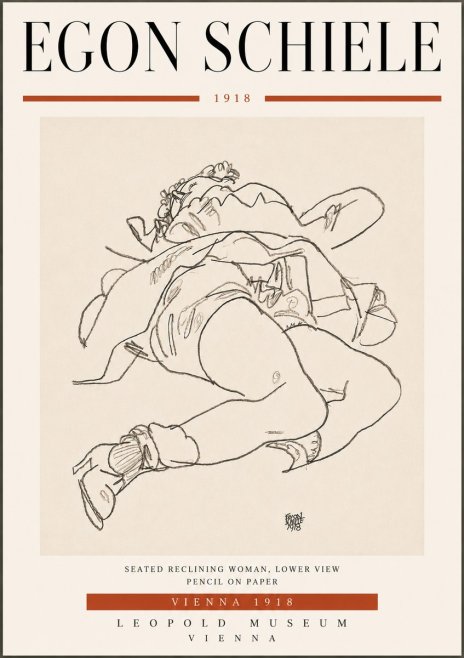 Schiele Seated Reclining Woman, Lower View No6 - Poszter