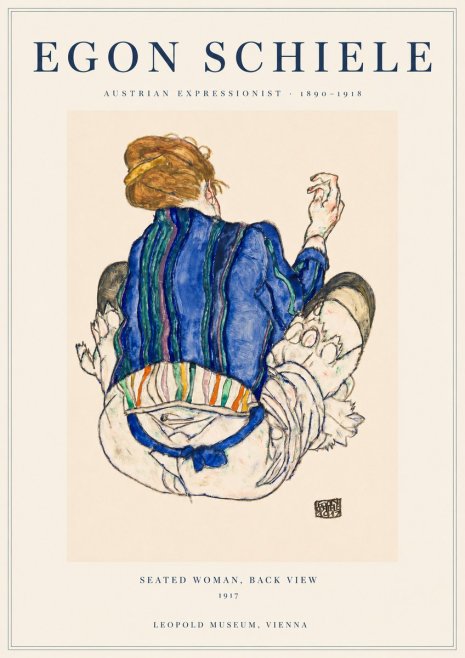 Schiele Seated Woman, Back View No1 - Poszter