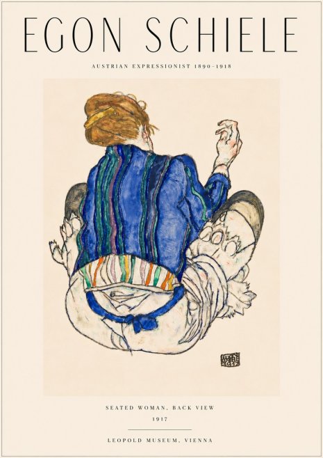 Schiele Seated Woman, Back View No3 - Poszter