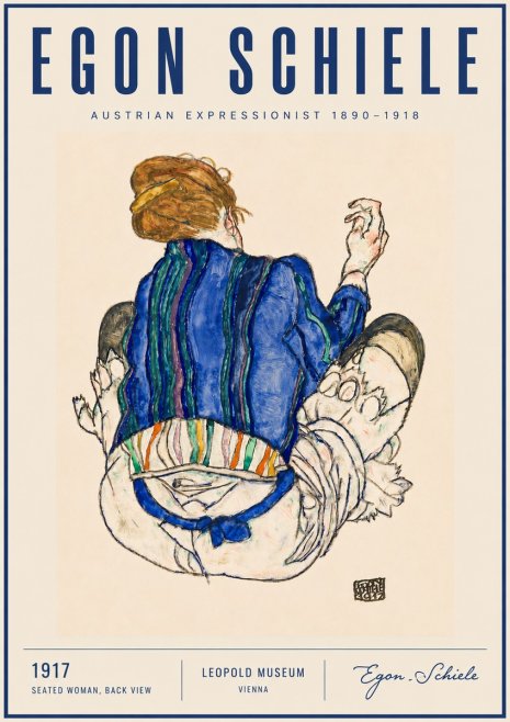 Schiele Seated Woman, Back View No4 - Poszter